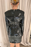 Rotate - Jurk - Sequins Ls Mini Dress - Black Olive