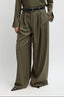 Tibi - Broek - Cozy Flannel Triple Pleat Pant - Army Green