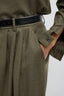 Tibi - Broek - Cozy Flannel Triple Pleat Pant - Army Green