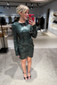 Rotate - Jurk - Sequins Ls Mini Dress - Black Olive