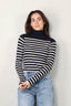 Ralph Lauren - Trui - Striped Ribbed Turtleneck - Hunter Navy / Guide Cream