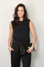 Golden Goose - Top - Sleeveless Slim T-shirt Beaded Embroidery - Black