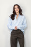 6397 - Blouse - Contrast Overlock Uniform Shirt - Blue / White