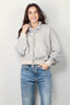 R13 - Hoodie - Funnel Neck Cropped Popover - Heather Grey W/ Oatmeal