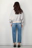 R13 - Hoodie - Funnel Neck Cropped Popover - Heather Grey W/ Oatmeal