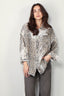 R13 - Blouse - Shredded Seam Drop Neck Shirt - Bleached Leopard