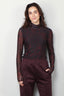 Ganni - Top - Printed Mesh Long Sleeve Rollneck  -  Bitter chocolate