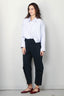 Denimist - Blouse - Cropped Button Front Shirt - Blue Stripe Oxford