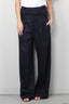 Tibi - Broek - Newton Stripe Double Waist Boxer Trouser - Navy melange