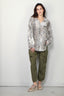 R13 - Blouse - Shredded Seam Drop Neck Shirt - Bleached Leopard