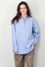 RÓHE - Blouse - Oversized Striped Shirt With Folded Cuff - Light Blue / White Stripe