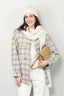 R13 - Blouse - Oversized Pocket Drop Neck Shirt - Cream/ Blue Plaid