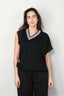 Tibi - Top - Wool Jersey Vneck Tennis Vest - Black