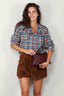 R13 - Blouse - High neck shirt -  Blue plaid