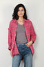 R13 - Blouse - Shredded seam drop neck shirt -  Raspberry overdyed plaid