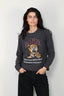 Ganni - Trui - Graphic Wool Mix Tiger Crewneck - Gray quill