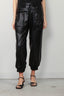 R13 - Broek - Pleated Pocket Straight Leg Leather Pant - Black