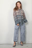 R13 - Blouse - Relaxed Workshirt Gradient - Bleached Blue Plaid