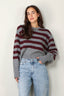 Halfboy - Trui - Alice crew neck -  Melange/bordeaux