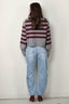 Halfboy - Trui - Alice crew neck -  Melange/bordeaux