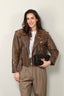 R13 - Jack - Exaggerated shoulder motorcycle jacket -  Brown leather