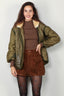 R13 - Jas - Refurbished liner with shearling shawl collar -  Olive