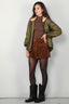 R13 - Jas - Refurbished liner with shearling shawl collar -  Olive