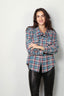 R13 - Blouse - High neck shirt -  Blue plaid