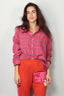 R13 - Blouse - Shredded seam drop neck shirt -  Raspberry overdyed plaid