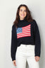 Denimist - Trui - American flag cropped turtleneck sweater -  Dark navy