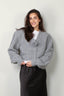 Rotate - Vest - Knit Cropped Cardigan - Grey Melange