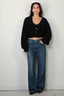 Rotate - Vest - Knit Cropped Cardigan - Black