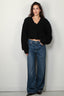 Rotate - Vest - Knit Cropped Cardigan - Black