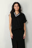 Tibi - Top - Wool Jersey Vneck Tennis Vest - Black