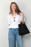 Ganni - Top - Washed Stretch Cotton Tie Strap Blouse - Bright White