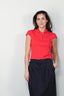 Tibi - Top - Luxe Pique Shrunken Polo Shirt - Red