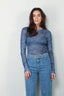 Ganni - Top - Marl Mesh Long Sleeve - Denim