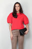 Tibi - Top - Luxe Pique Polo Shirt - Red