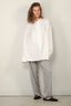 6397 - Blouse - Minimalist Tuxedo Shirt - White - BYLOTTE