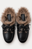 BYLOTTE x Posa - Loafers - Boat Loafer Mule Hairy Fur Soft Leather- Black