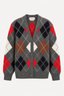 &Daughter - Vest - Ava Argyle Cardigan - Derby Grey With Red & White