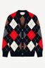 &Daughter - Vest - Ava Argyle Cardigan - Navy With Red & Hazelnut