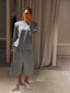 Tibi - Sweater - Feather Weight Viscose Removable Shoulderpad Long - Grey