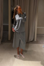 Tibi - Sweater - Feather Weight Viscose Removable Shoulderpad Long - Grey
