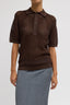 Tibi - Top - Crochet Netting Slim Polo - Hickory Brown