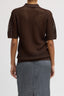 Tibi - Top - Crochet Netting Slim Polo - Hickory Brown