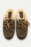 Posa - Loafers - Boat Loafer Mule Fur Brushed Suede - Daytona Grey