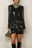 Rotate - Jurk - Sequins Ls Mini Dress - Black Olive