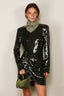 Rotate - Jurk - Sequins Ls Mini Dress - Black Olive