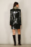 Rotate - Jurk - Sequins Ls Mini Dress - Black Olive